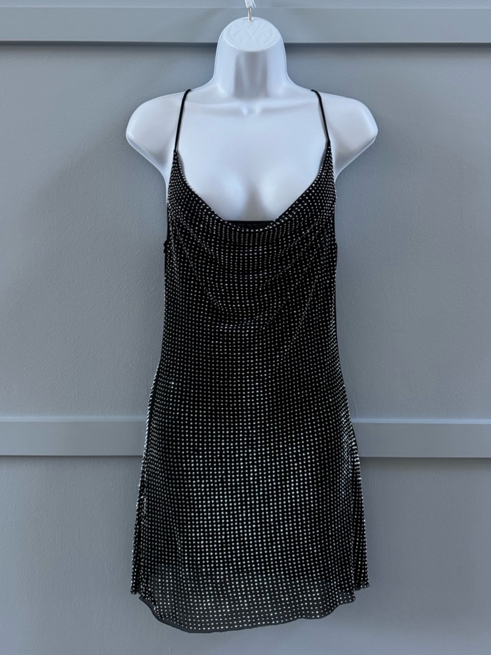 Zara Black Rhinestone-Studded Mini Dress